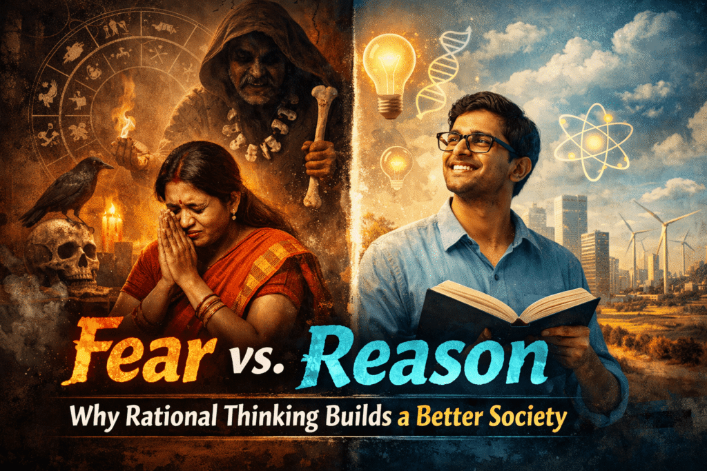 fear versus reason showing how rational thinking in society empowers communities over superstition
